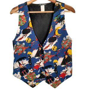 Vintage Halloween Vest Women M 111 Main Witch Witches Flying Black Cat Parachute